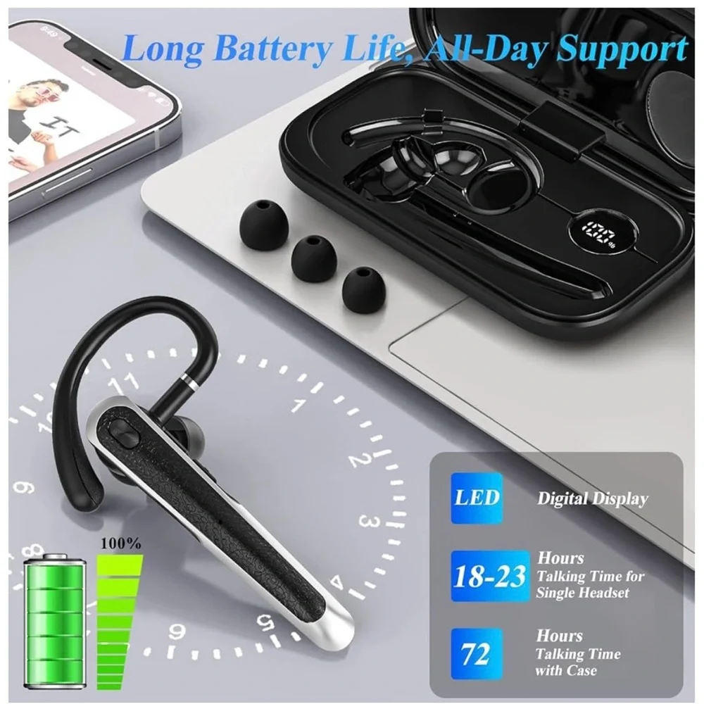 Premium Black and Silver Wireless Headset